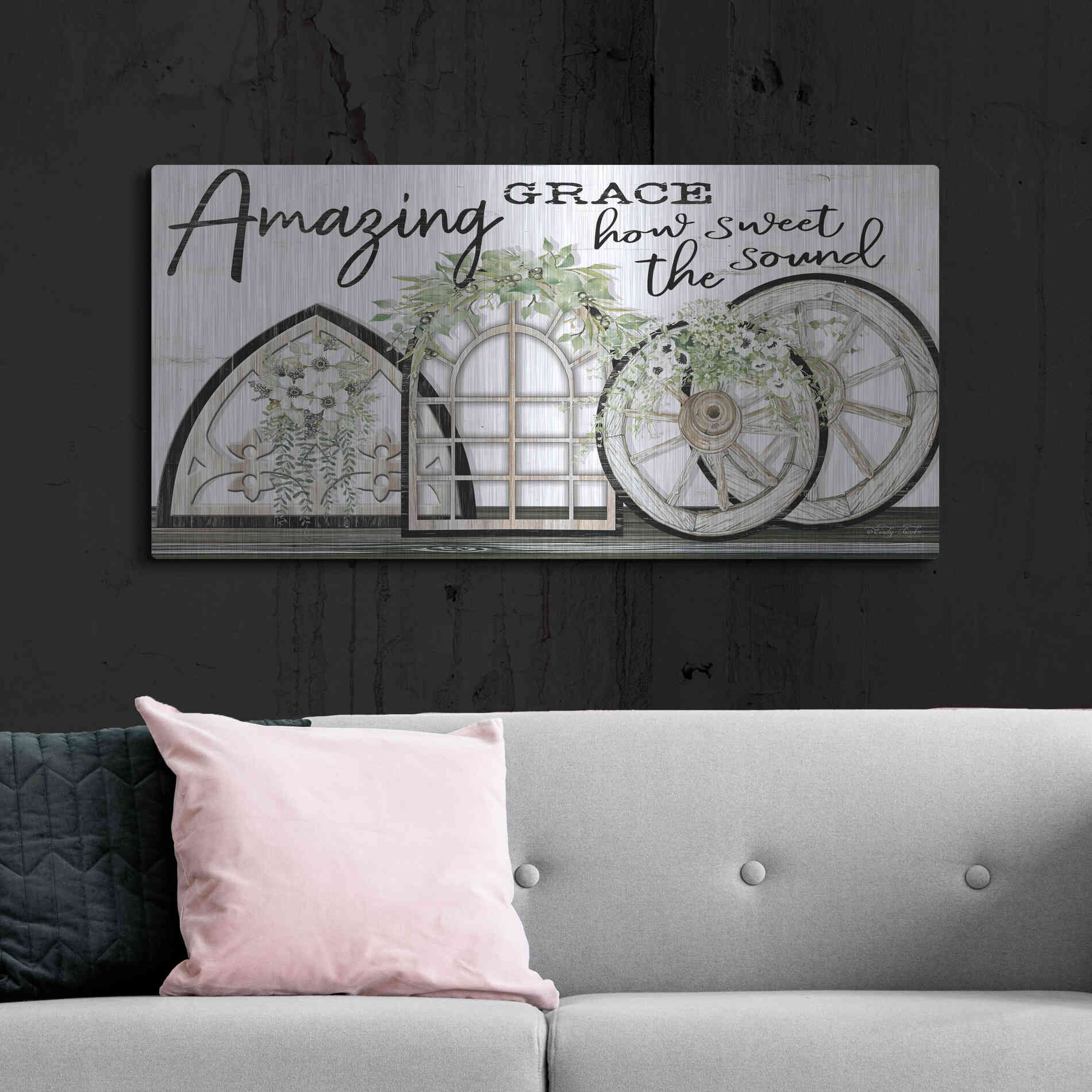Luxe Metal Art 'Amazing Grace' by Cindy Jacobs, Metal Wall Art,48x24
