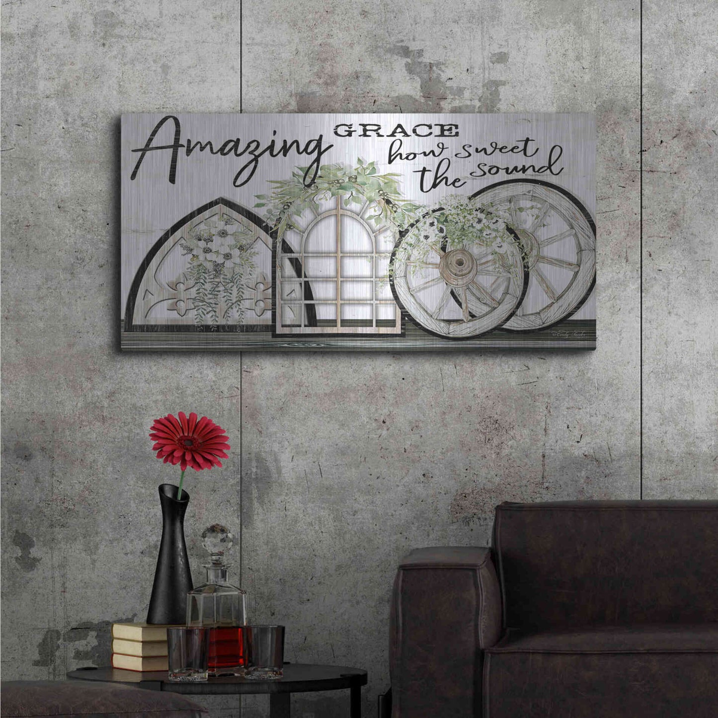 Luxe Metal Art 'Amazing Grace' by Cindy Jacobs, Metal Wall Art,48x24