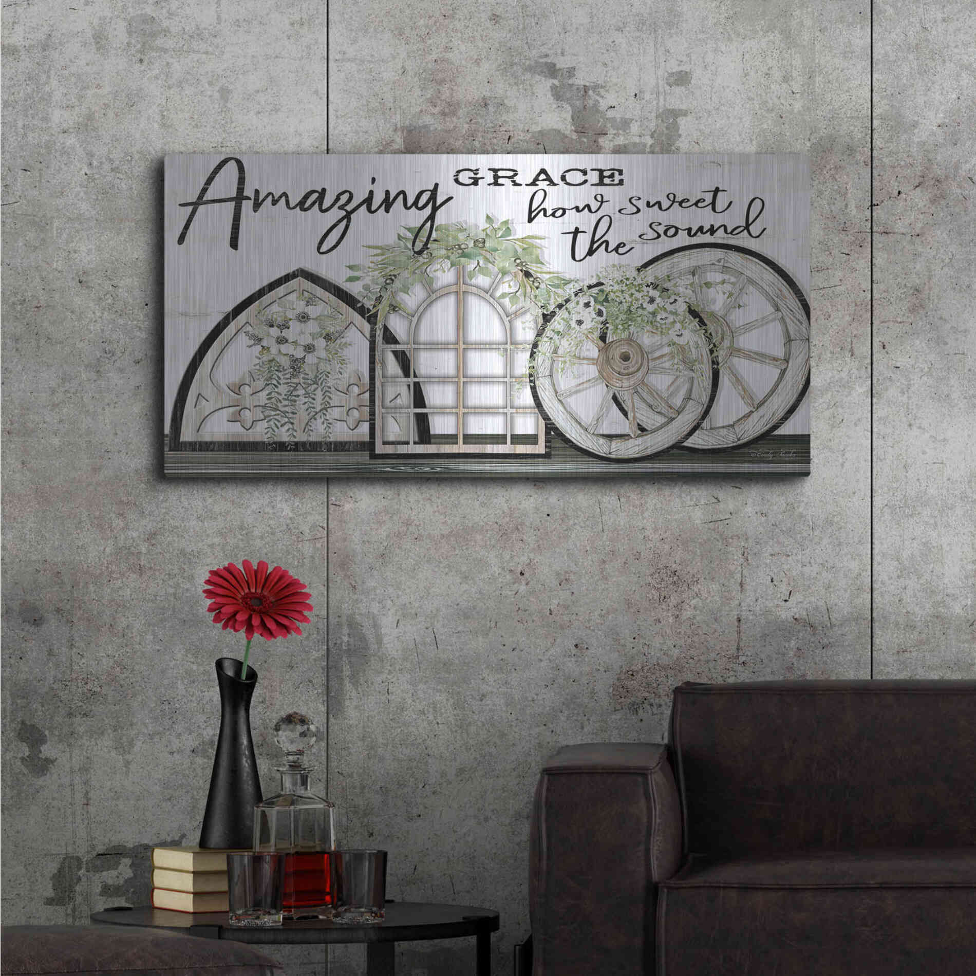 Luxe Metal Art 'Amazing Grace' by Cindy Jacobs, Metal Wall Art,48x24