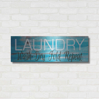 Luxe Metal Art 'Laundry - Wash, Dry, Fold, Repeat 2' by Cindy Jacobs, Metal Wall Art,36x12
