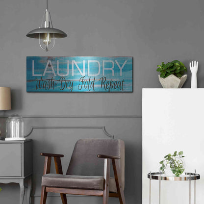 Luxe Metal Art 'Laundry - Wash, Dry, Fold, Repeat 2' by Cindy Jacobs, Metal Wall Art,36x12