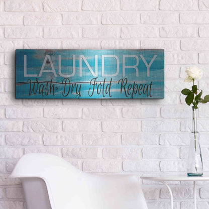 Luxe Metal Art 'Laundry - Wash, Dry, Fold, Repeat 2' by Cindy Jacobs, Metal Wall Art,36x12