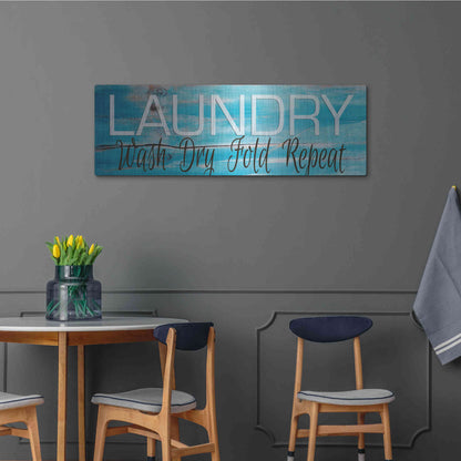 Luxe Metal Art 'Laundry - Wash, Dry, Fold, Repeat 2' by Cindy Jacobs, Metal Wall Art,48x16