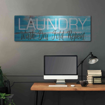 Luxe Metal Art 'Laundry - Wash, Dry, Fold, Repeat 2' by Cindy Jacobs, Metal Wall Art,48x16