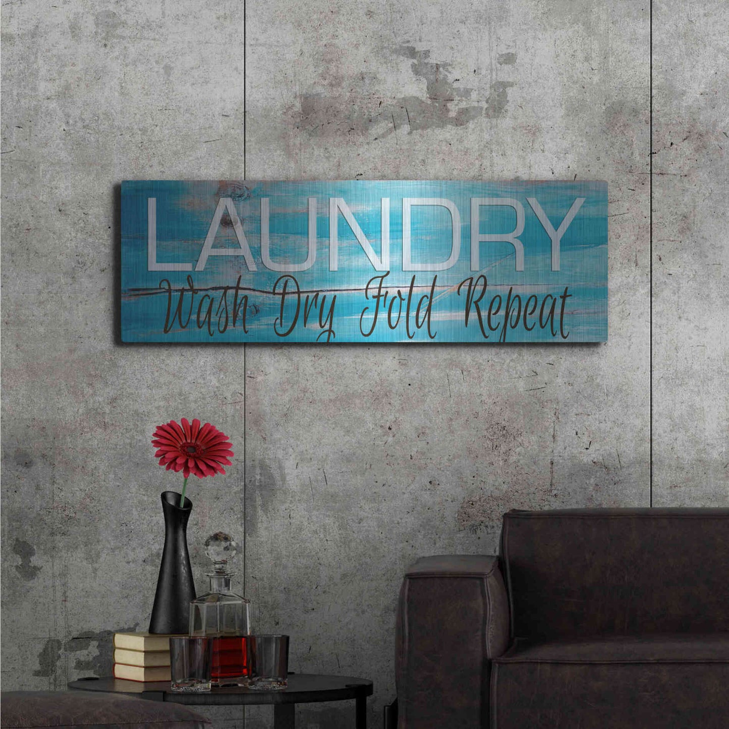 Luxe Metal Art 'Laundry - Wash, Dry, Fold, Repeat 2' by Cindy Jacobs, Metal Wall Art,48x16