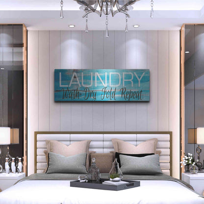 Luxe Metal Art 'Laundry - Wash, Dry, Fold, Repeat 2' by Cindy Jacobs, Metal Wall Art,48x16