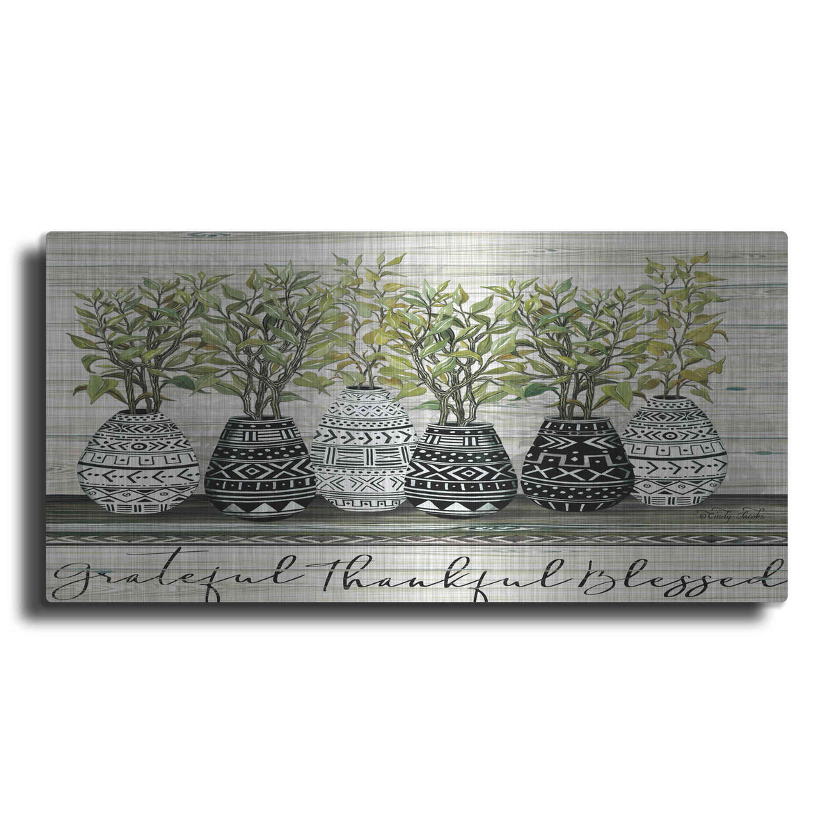 Luxe Metal Art 'Grateful Mud Cloth Vase' by Cindy Jacobs, Metal Wall Art