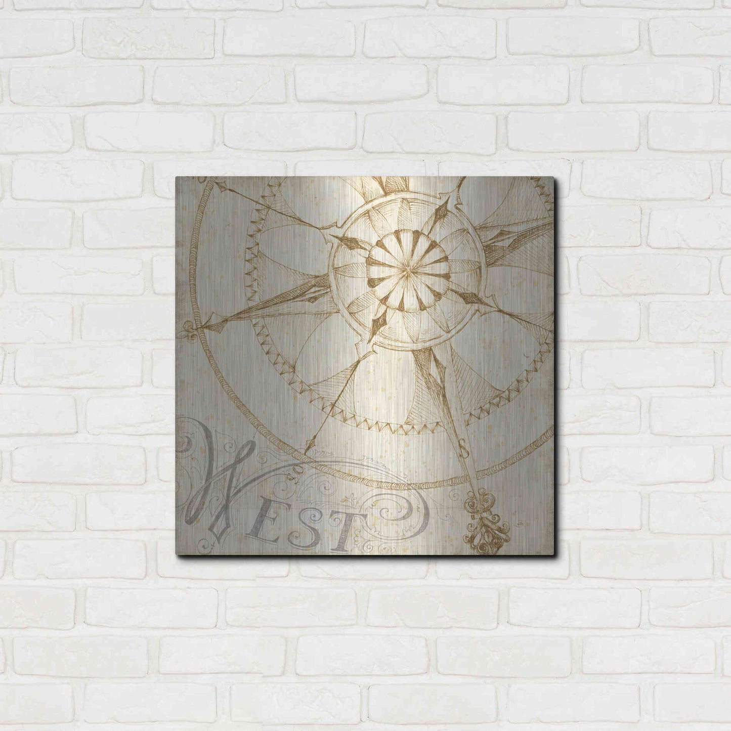 Luxe Metal Art 'Coast to Coast Sepia IV' by Daphne Brissonet, Metal Wall Art,24x24