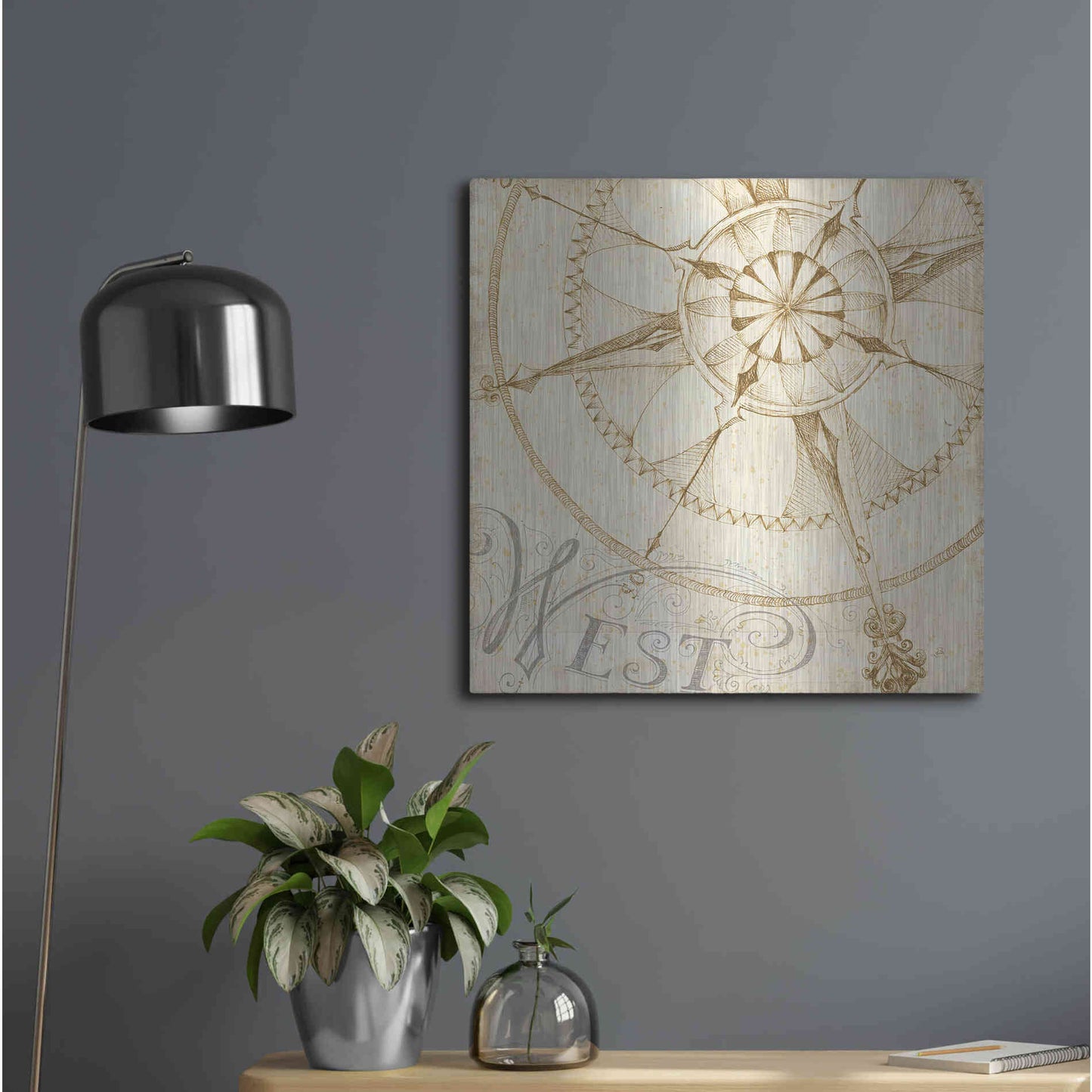 Luxe Metal Art 'Coast to Coast Sepia IV' by Daphne Brissonet, Metal Wall Art,24x24
