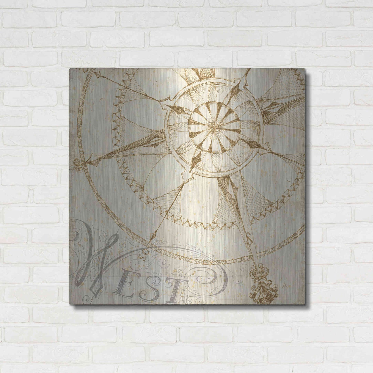 Luxe Metal Art 'Coast to Coast Sepia IV' by Daphne Brissonet, Metal Wall Art,36x36