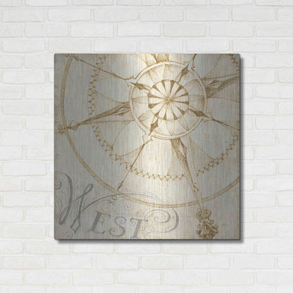 Luxe Metal Art 'Coast to Coast Sepia IV' by Daphne Brissonet, Metal Wall Art,36x36