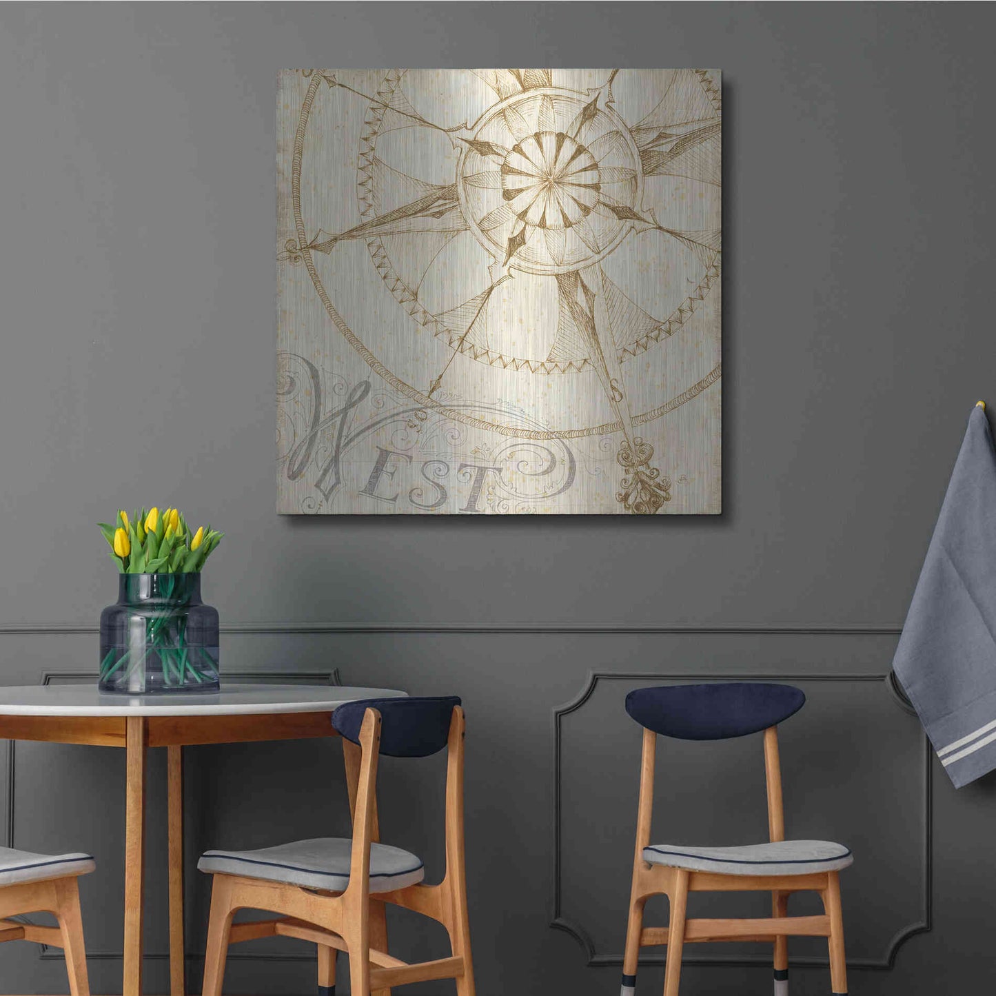 Luxe Metal Art 'Coast to Coast Sepia IV' by Daphne Brissonet, Metal Wall Art,36x36