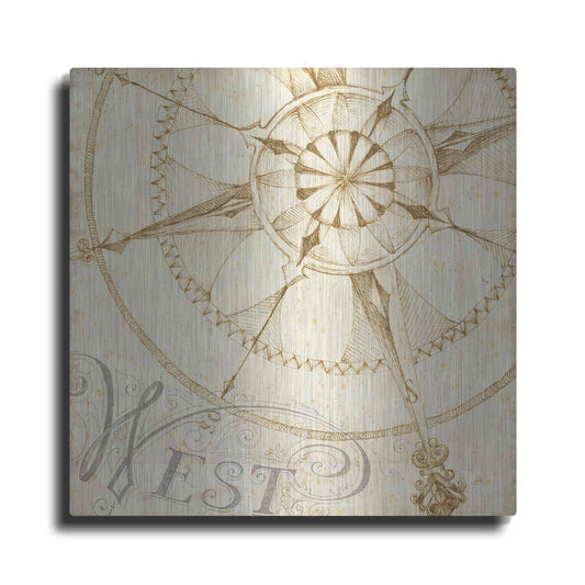 Luxe Metal Art 'Coast to Coast Sepia IV' by Daphne Brissonet, Metal Wall Art