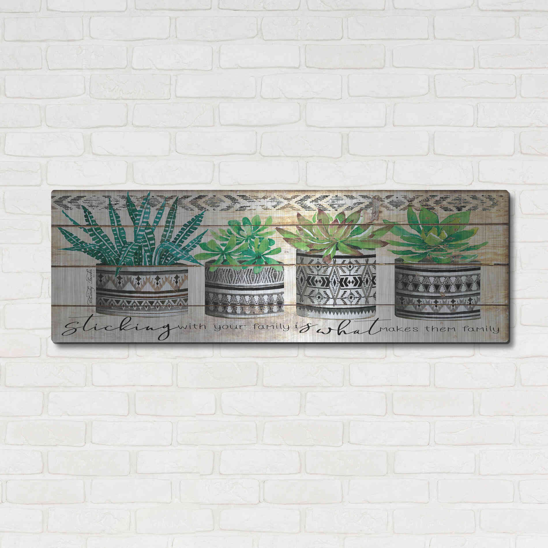 Luxe Metal Art 'Sticking with Your Family' by Cindy Jacobs, Metal Wall Art,48x16