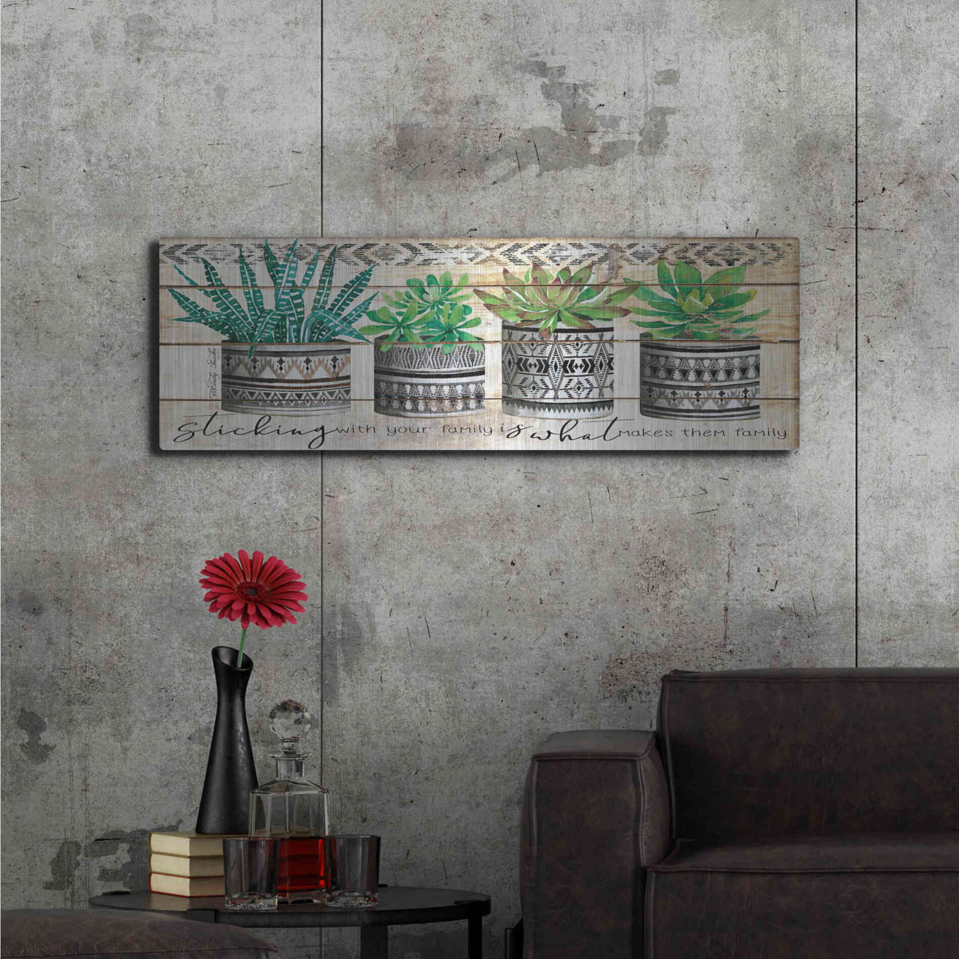 Luxe Metal Art 'Sticking with Your Family' by Cindy Jacobs, Metal Wall Art,48x16