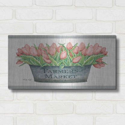 Luxe Metal Art 'Farmer's Market Blush Tulips' by Cindy Jacobs, Metal Wall Art,24x12