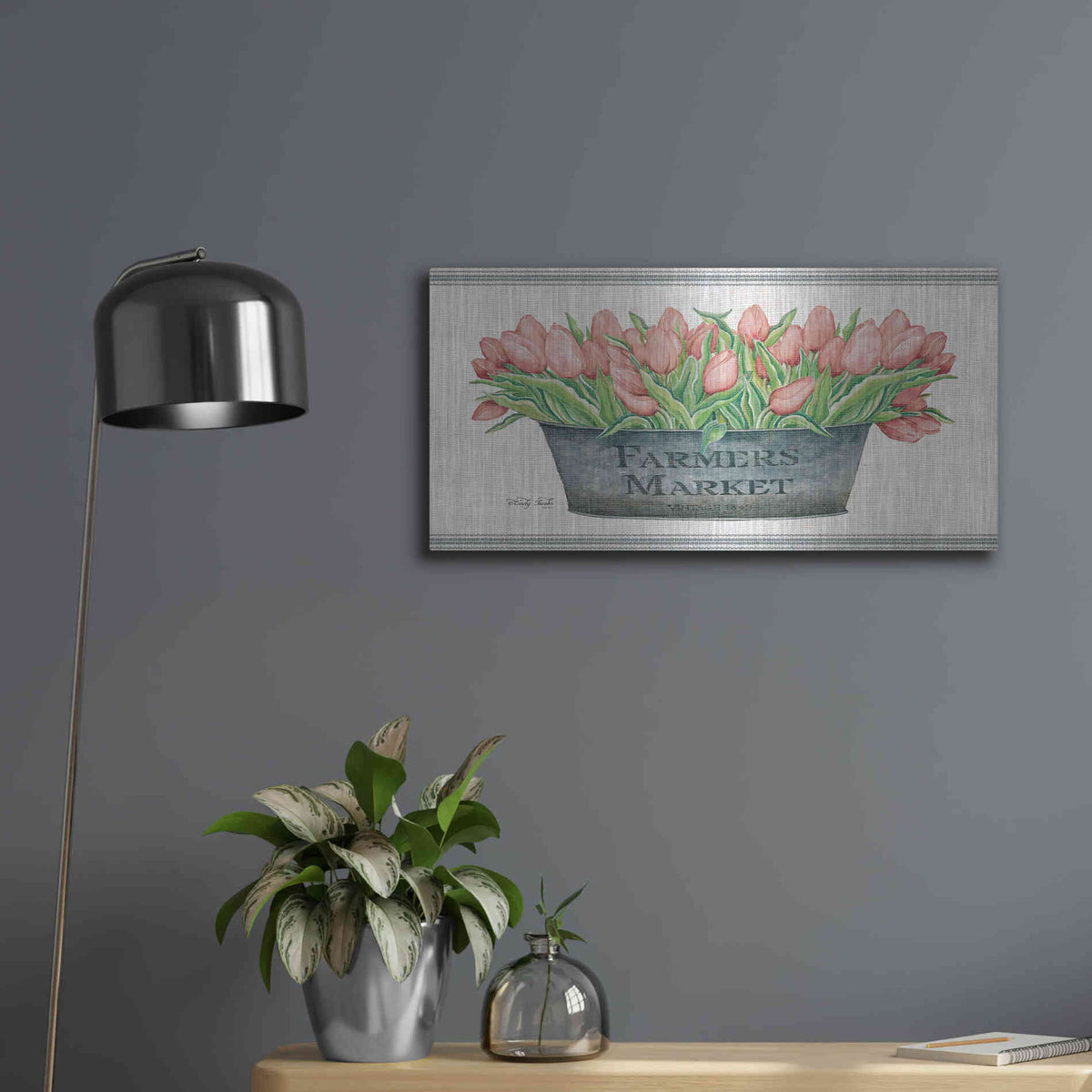 Luxe Metal Art 'Farmer's Market Blush Tulips' by Cindy Jacobs, Metal Wall Art,24x12
