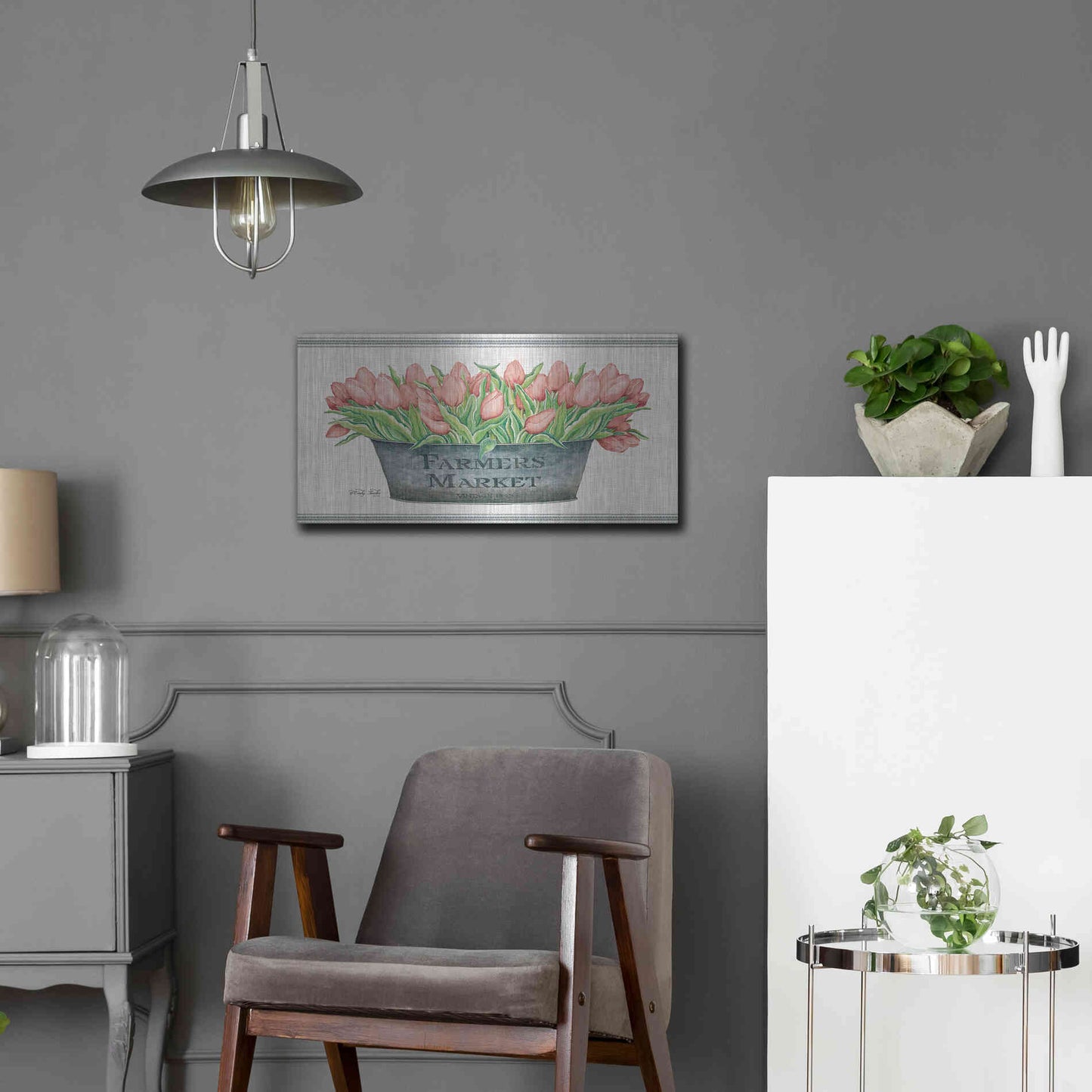 Luxe Metal Art 'Farmer's Market Blush Tulips' by Cindy Jacobs, Metal Wall Art,24x12