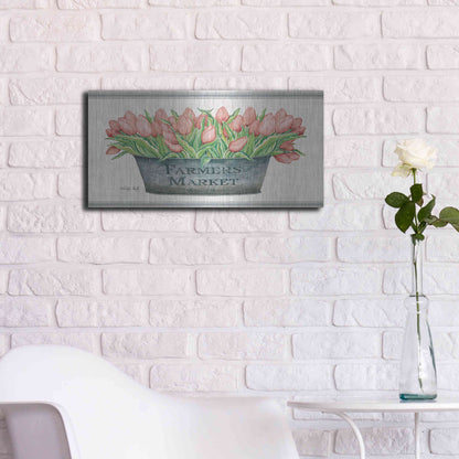 Luxe Metal Art 'Farmer's Market Blush Tulips' by Cindy Jacobs, Metal Wall Art,24x12
