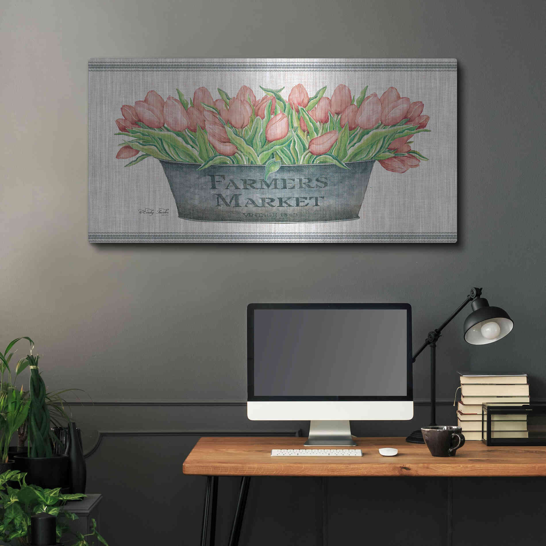 Luxe Metal Art 'Farmer's Market Blush Tulips' by Cindy Jacobs, Metal Wall Art,48x24