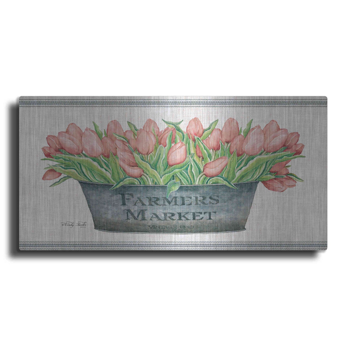 Luxe Metal Art 'Farmer's Market Blush Tulips' by Cindy Jacobs, Metal Wall Art