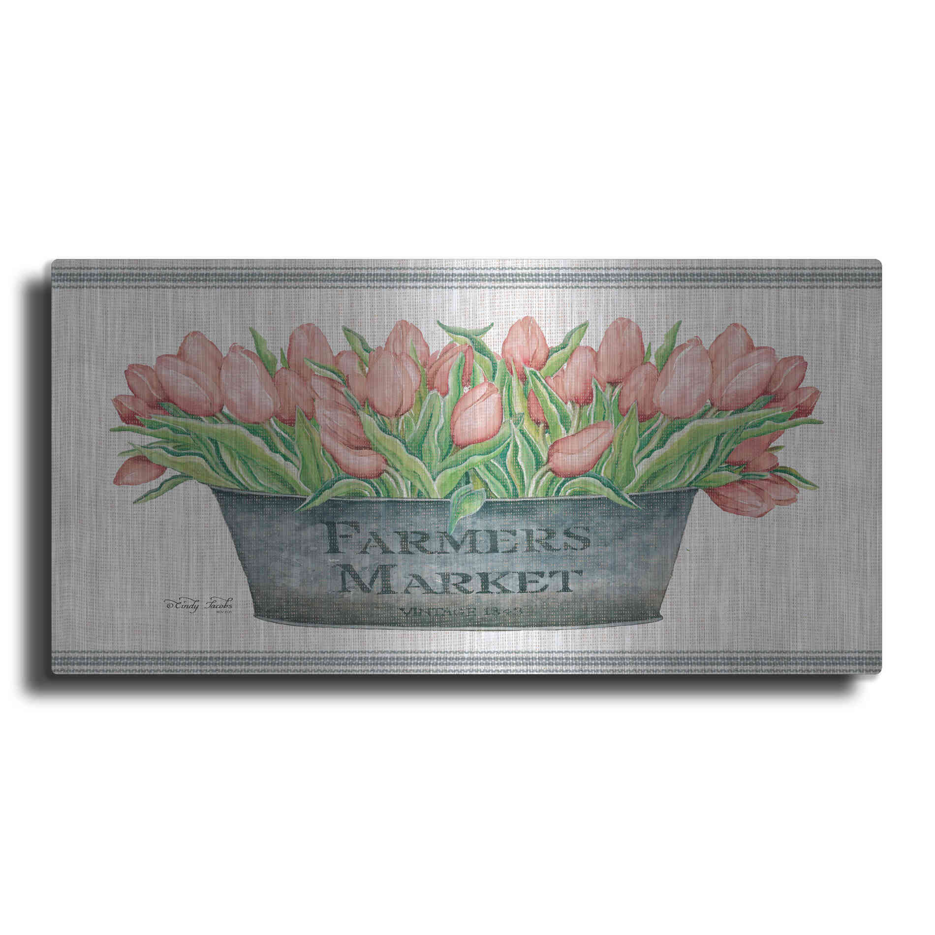 Luxe Metal Art 'Farmer's Market Blush Tulips' by Cindy Jacobs, Metal Wall Art