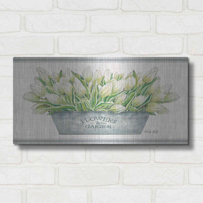 Luxe Metal Art 'Flowers & Garden White Tulips' by Cindy Jacobs, Metal Wall Art,24x12