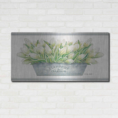 Luxe Metal Art 'Flowers & Garden White Tulips' by Cindy Jacobs, Metal Wall Art,48x24