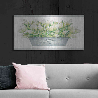 Luxe Metal Art 'Flowers & Garden White Tulips' by Cindy Jacobs, Metal Wall Art,48x24