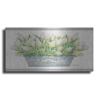 Luxe Metal Art 'Flowers & Garden White Tulips' by Cindy Jacobs, Metal Wall Art