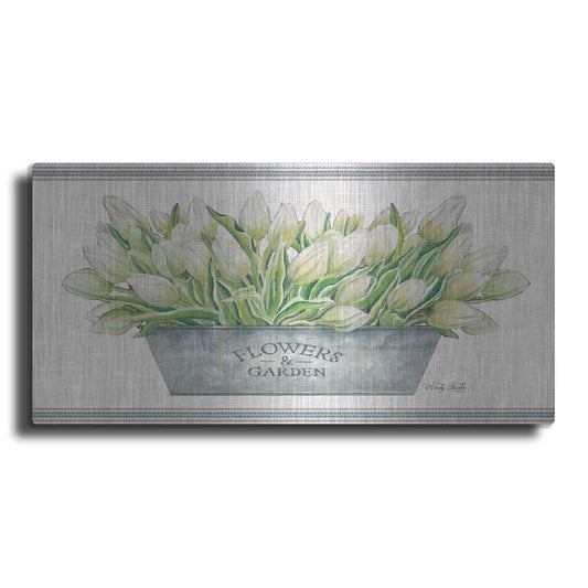 Luxe Metal Art 'Flowers & Garden White Tulips' by Cindy Jacobs, Metal Wall Art