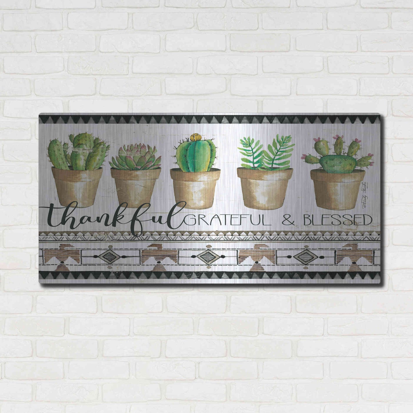 Luxe Metal Art 'Native Thankful Grateful' by Cindy Jacobs, Metal Wall Art,48x24