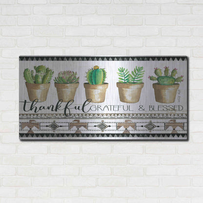 Luxe Metal Art 'Native Thankful Grateful' by Cindy Jacobs, Metal Wall Art,48x24