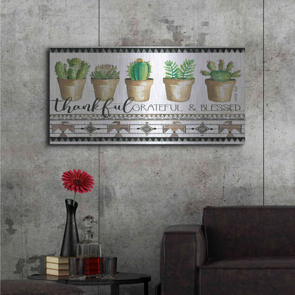 Luxe Metal Art 'Native Thankful Grateful' by Cindy Jacobs, Metal Wall Art,48x24