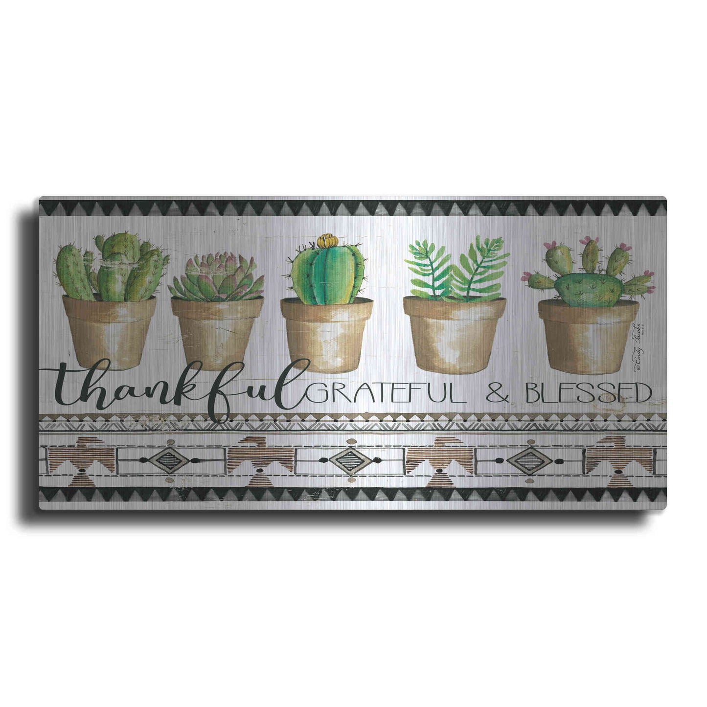 Luxe Metal Art 'Native Thankful Grateful' by Cindy Jacobs, Metal Wall Art