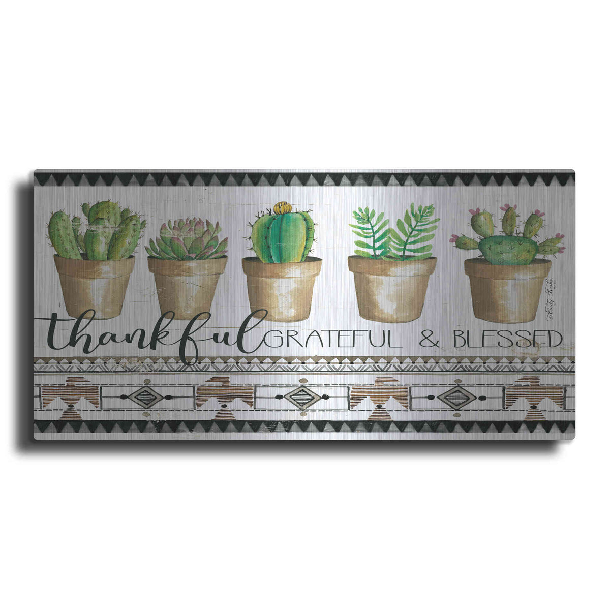 Luxe Metal Art 'Native Thankful Grateful' by Cindy Jacobs, Metal Wall Art