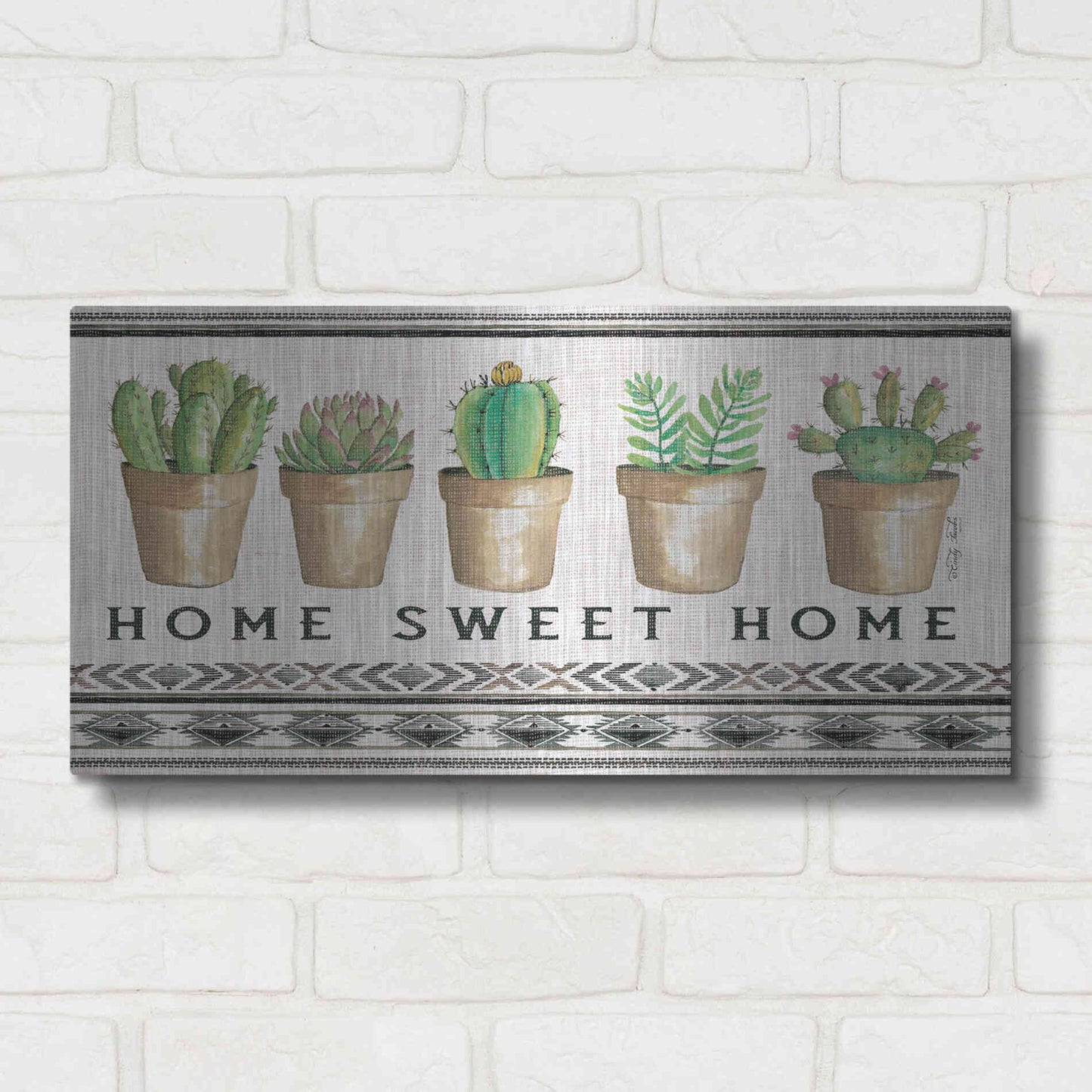Luxe Metal Art 'Native Home Sweet Home' by Cindy Jacobs, Metal Wall Art,24x12