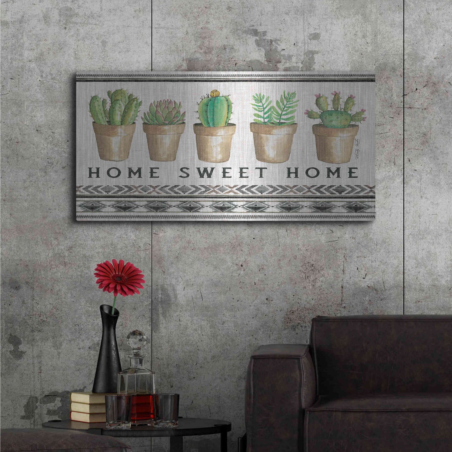 Luxe Metal Art 'Native Home Sweet Home' by Cindy Jacobs, Metal Wall Art,48x24