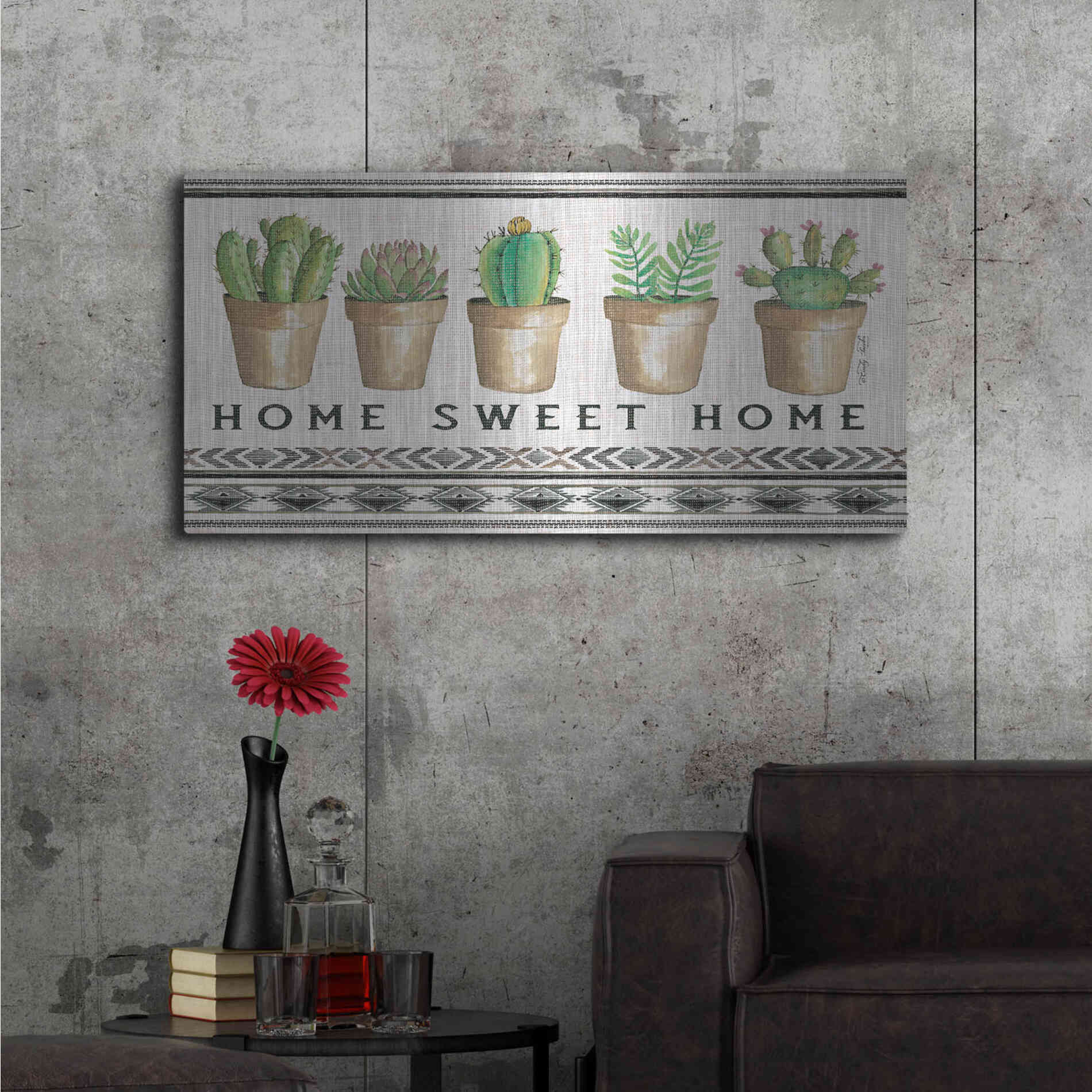 Luxe Metal Art 'Native Home Sweet Home' by Cindy Jacobs, Metal Wall Art,48x24