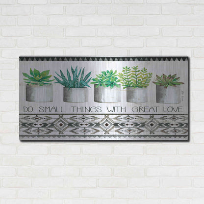 Luxe Metal Art 'Do Small Things Succulents' by Cindy Jacobs, Metal Wall Art,48x24