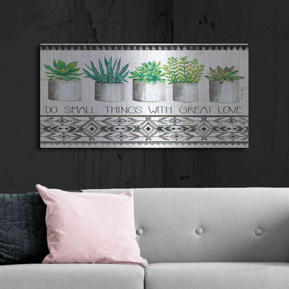 Luxe Metal Art 'Do Small Things Succulents' by Cindy Jacobs, Metal Wall Art,48x24