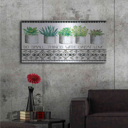 Luxe Metal Art 'Do Small Things Succulents' by Cindy Jacobs, Metal Wall Art,48x24