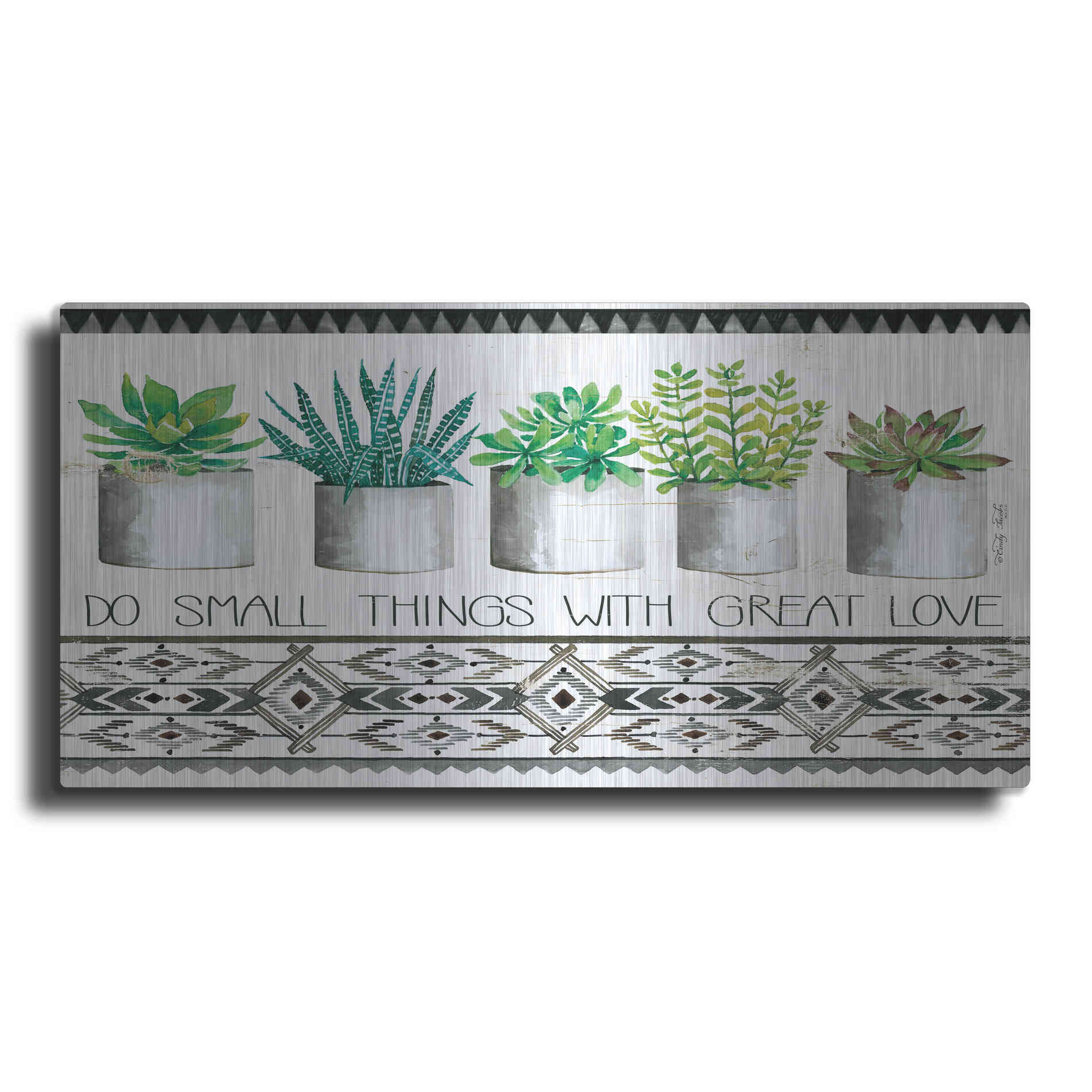 Luxe Metal Art 'Do Small Things Succulents' by Cindy Jacobs, Metal Wall Art