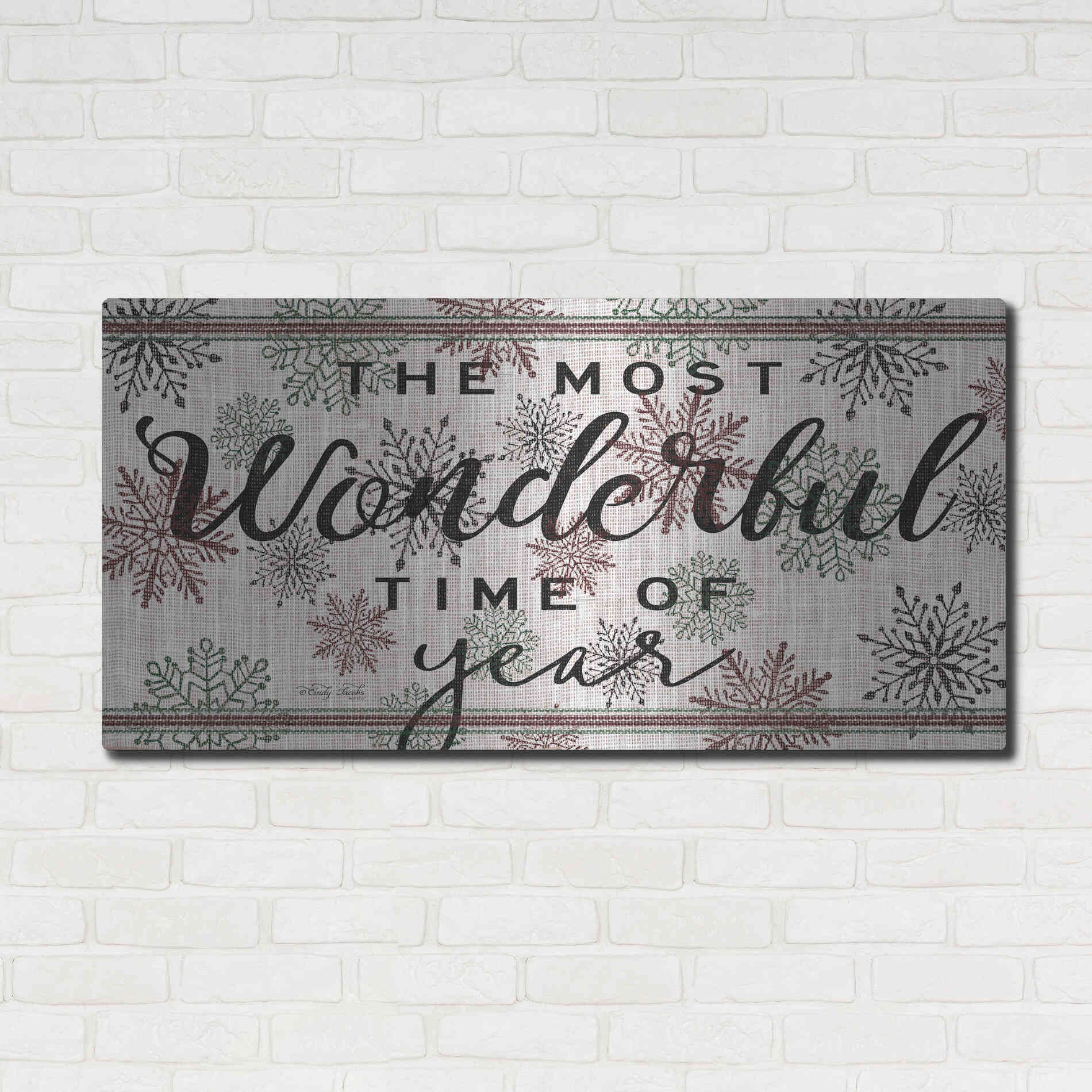 Luxe Metal Art 'The Most Wonderful Time of the Year' by Cindy Jacobs, Metal Wall Art,48x24