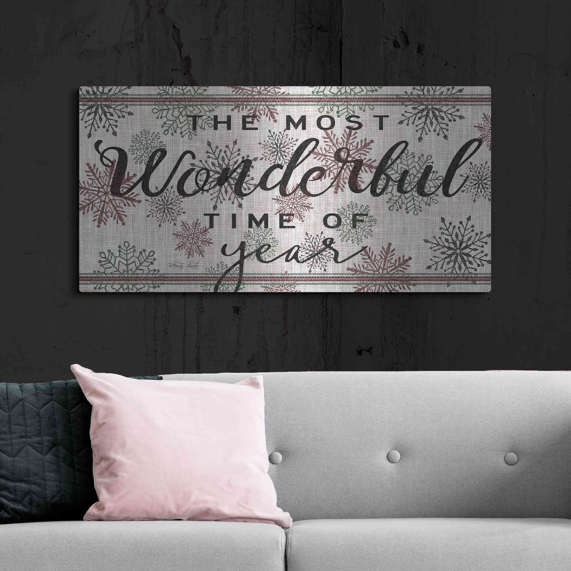 Luxe Metal Art 'The Most Wonderful Time of the Year' by Cindy Jacobs, Metal Wall Art,48x24