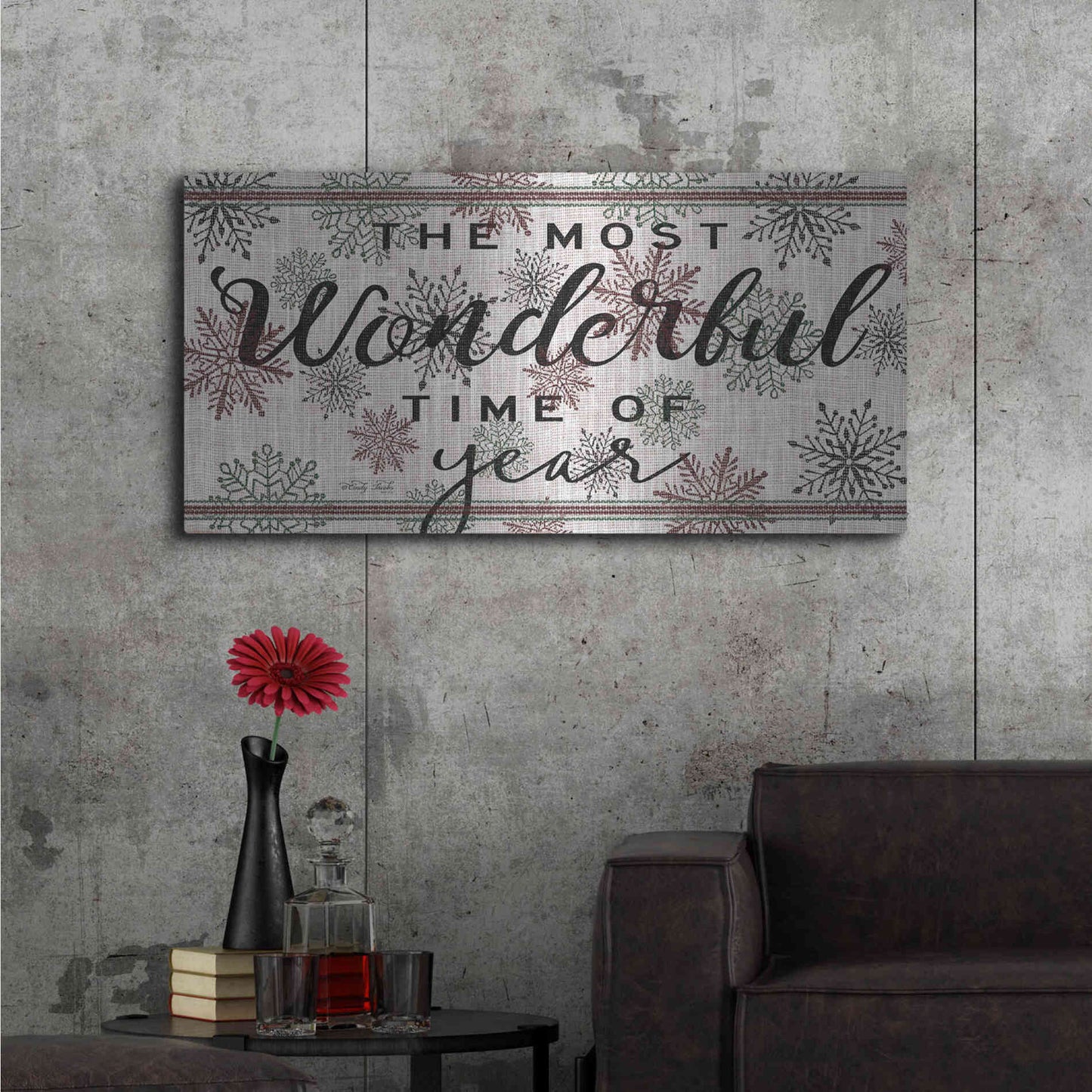 Luxe Metal Art 'The Most Wonderful Time of the Year' by Cindy Jacobs, Metal Wall Art,48x24