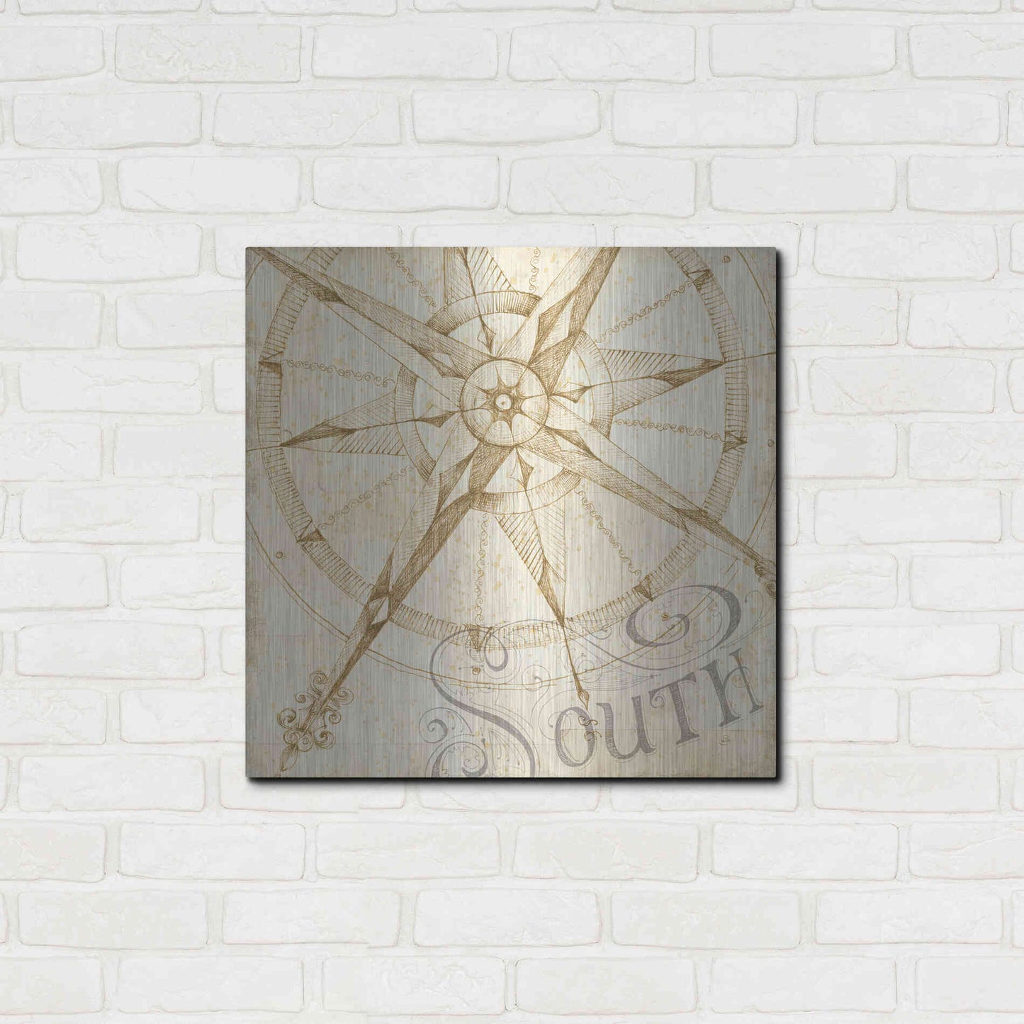 Luxe Metal Art 'Coast to Coast Sepia II' by Daphne Brissonet, Metal Wall Art,24x24