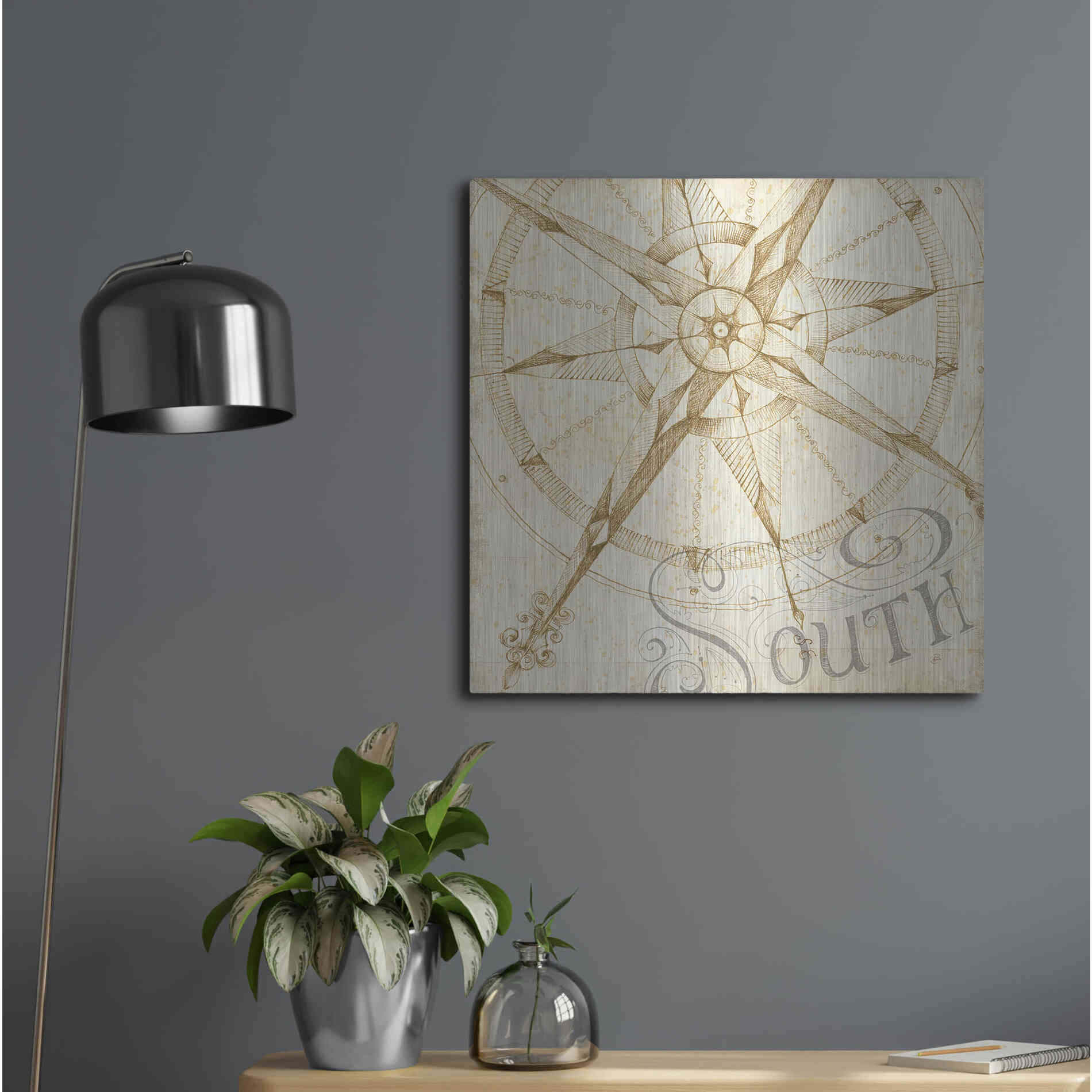 Luxe Metal Art 'Coast to Coast Sepia II' by Daphne Brissonet, Metal Wall Art,24x24