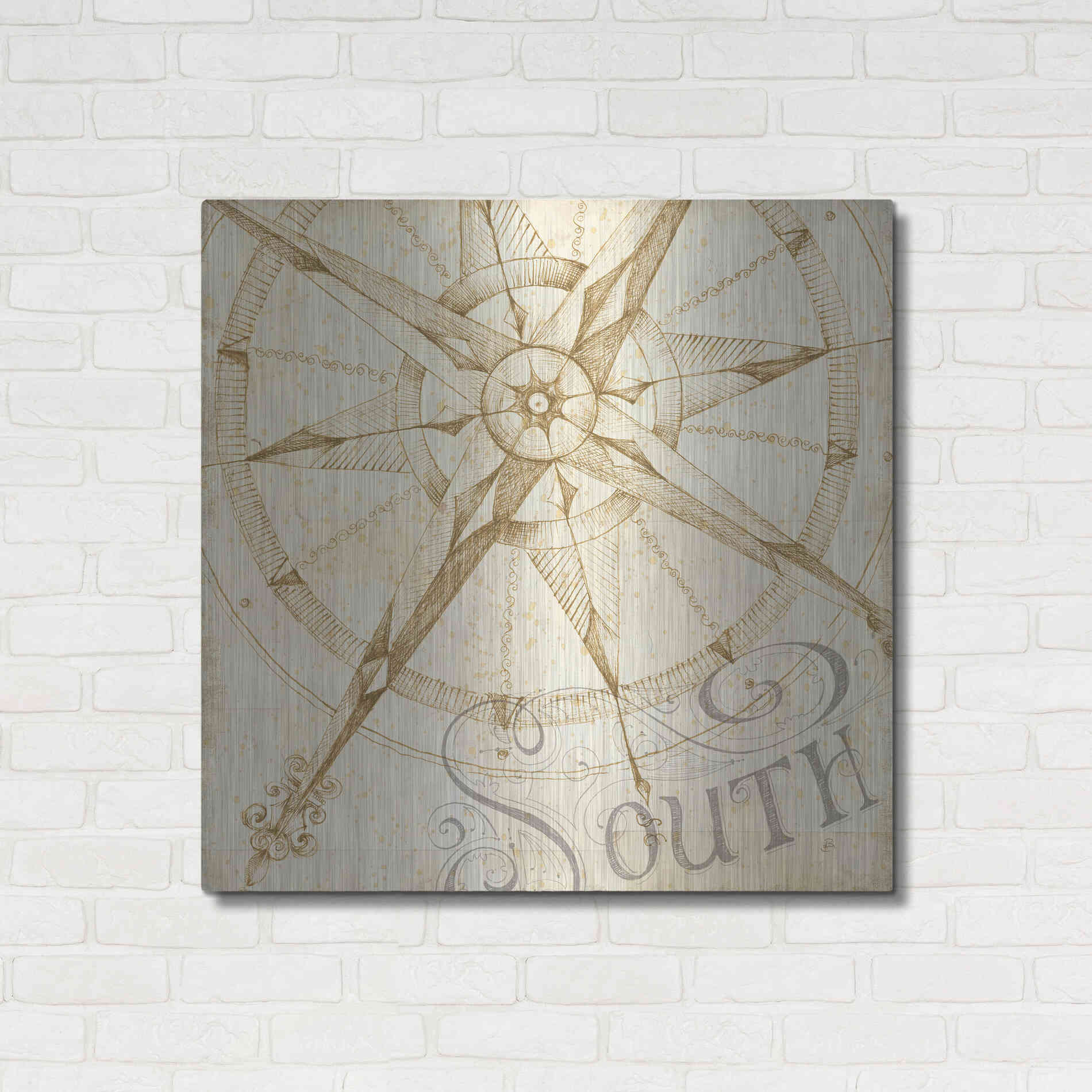 Luxe Metal Art 'Coast to Coast Sepia II' by Daphne Brissonet, Metal Wall Art,36x36