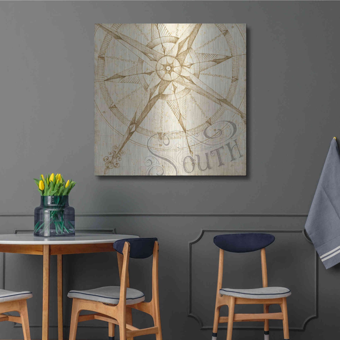 Luxe Metal Art 'Coast to Coast Sepia II' by Daphne Brissonet, Metal Wall Art,36x36